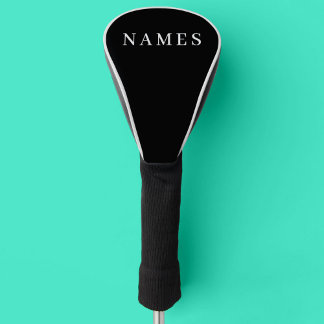 Simple Black Custom Add Your Name Elegant Golf Head Cover
