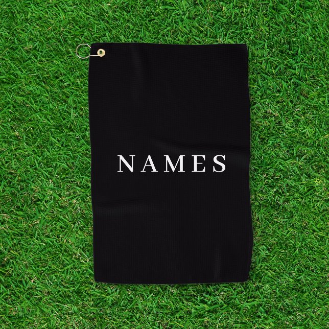 Simple Black Custom Add Your Name Elegant Golf Towel (Creator Uploaded)