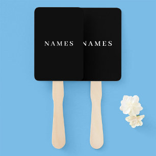Simple Black Custom Add Your Name Elegant Hand Fan