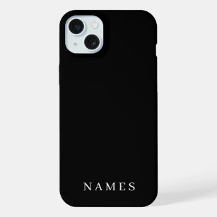 Simple Black Custom Add Your Name Elegant iPhone 15 Plus Case