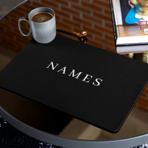 Simple Black Custom Add Your Name Elegant Laminated Place Mat