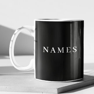 Simple Black Custom Add Your Name Elegant Large Coffee Mug