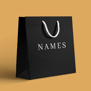 Simple Black Custom Add Your Name Elegant Large Gift Bag
