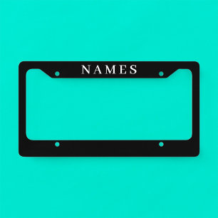 Simple Black Custom Add Your Name Elegant Licence Plate Frame