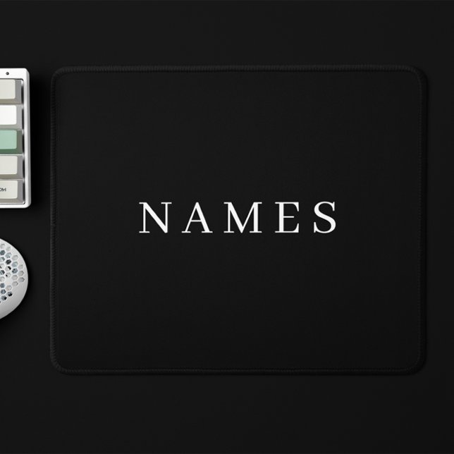 Simple Black Custom Add Your Name Elegant Mouse Mat (Creator Uploaded)