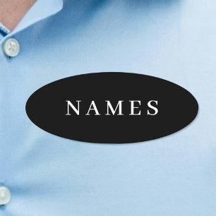 Simple Black Custom Add Your Name Elegant Name Tag