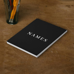 Simple Black Custom Add Your Name Elegant Notepad