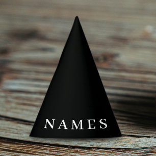 Simple Black Custom Add Your Name Elegant Party Hat