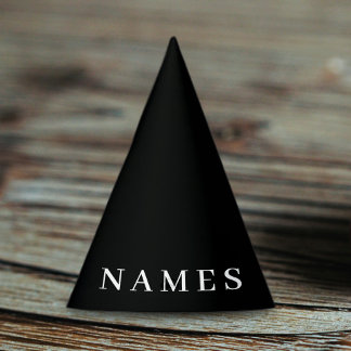 Simple Black Custom Add Your Name Elegant Party Hat