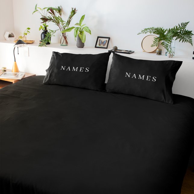 Simple Black Custom Add Your Name Elegant Pillowcase (Creator Uploaded)