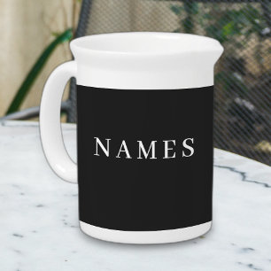 Simple Black Custom Add Your Name Elegant Pitcher