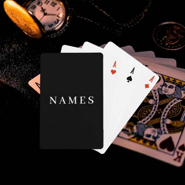 Simple Black Custom Add Your Name Elegant Playing Cards (Creator Uploaded)