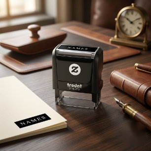 Simple Black Custom Add Your Name Elegant Self-inking Stamp