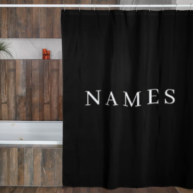 Simple Black Custom Add Your Name Elegant Shower Curtain (Creator Uploaded)