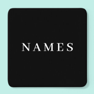 Simple Black Custom Add Your Name Elegant Square Paper Coaster