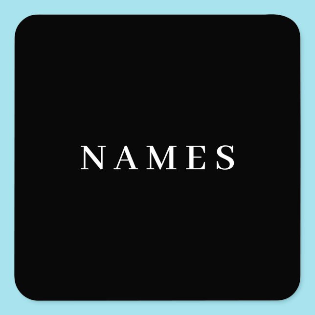 Simple Black Custom Add Your Name Elegant Square Sticker (Creator Uploaded)