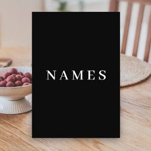 Simple Black Custom Add Your Name Elegant Table Number