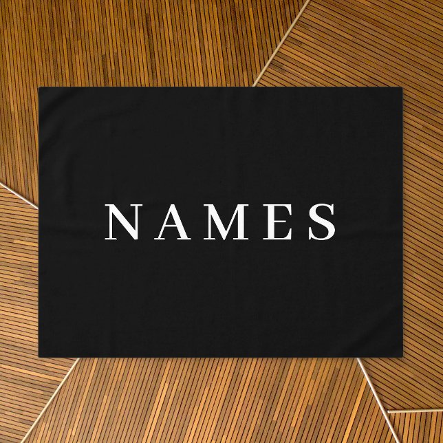 Simple Black Custom Add Your Name Elegant Tablecloth (Creator Uploaded)