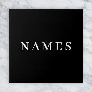 Simple Black Custom Add Your Name Elegant Tile