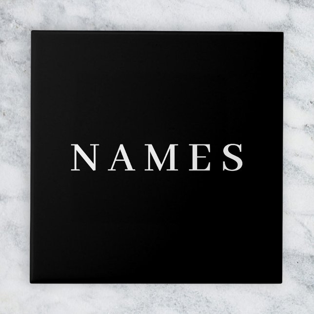 Simple Black Custom Add Your Name Elegant Tile (Creator Uploaded)
