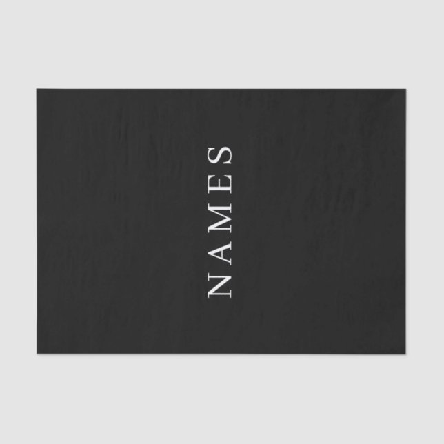 Simple Black Custom Add Your Name Elegant Tissue Paper (Front)