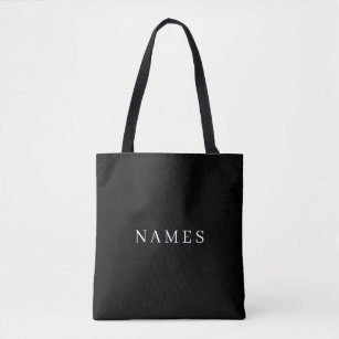 Simple Black Custom Add Your Name Elegant Tote Bag