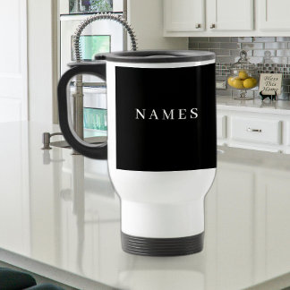 Simple Black Custom Add Your Name Elegant Travel Mug