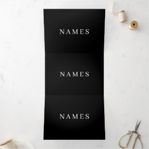 Simple Black Custom Add Your Name Elegant Tri-Fold Card