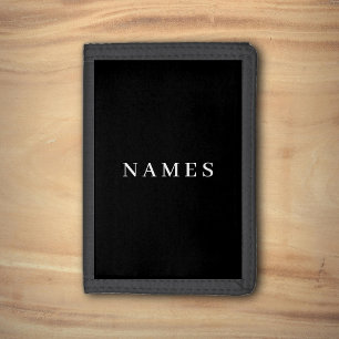 Simple Black Custom Add Your Name Elegant Trifold Wallet