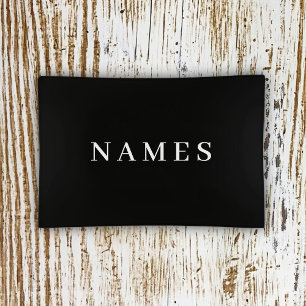 Simple Black Custom Add Your Name Elegant Trinket Trays