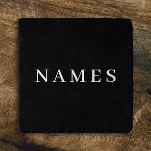 Simple Black Custom Add Your Name Elegant Trivet