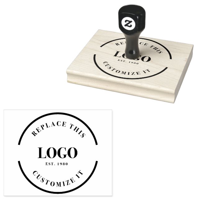 Simple Black Custom Business Logo  Rubber Stamp (Stamped)