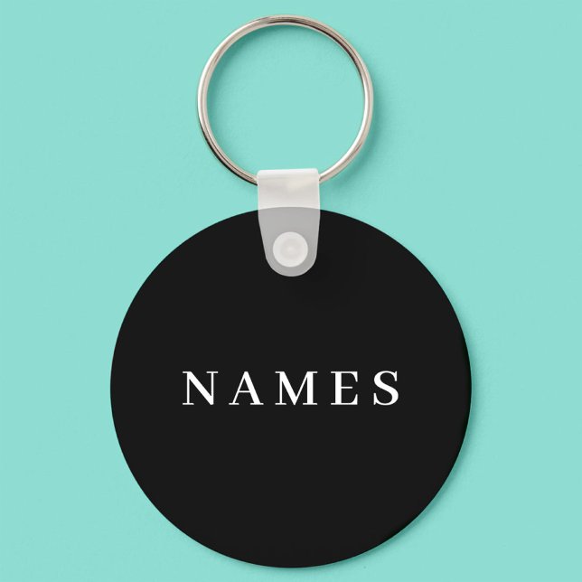 Simple Black Custom Name Elegant Key Ring (Creator Uploaded)