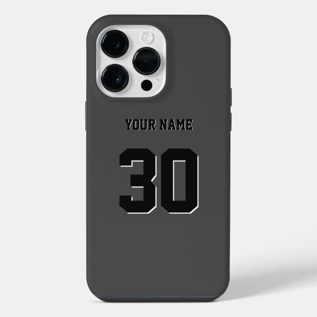 Simple Black Custom Number and Name iPhone Case (Back)