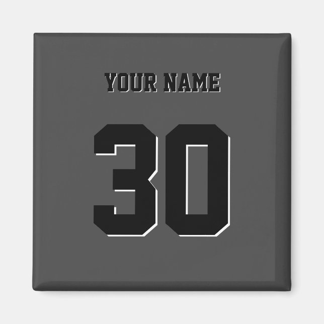 Simple Black Custom Number and Name Magnet (Front)
