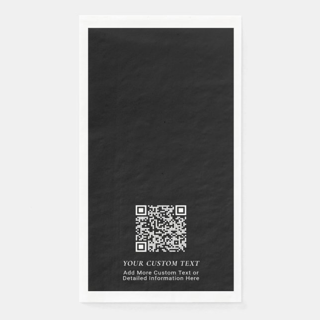 Simple Black Custom QR Code Business Promotional Napkin (Front)