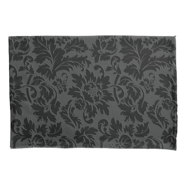 Simple Black Damask Pattern Pillowcase (Front)