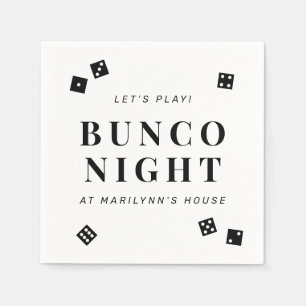 Simple Black Dice Bunco Night Personalized Napkins
