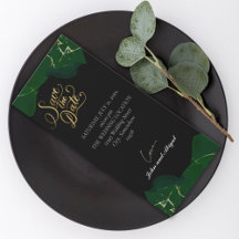 Simple black elegant green and gold wedding