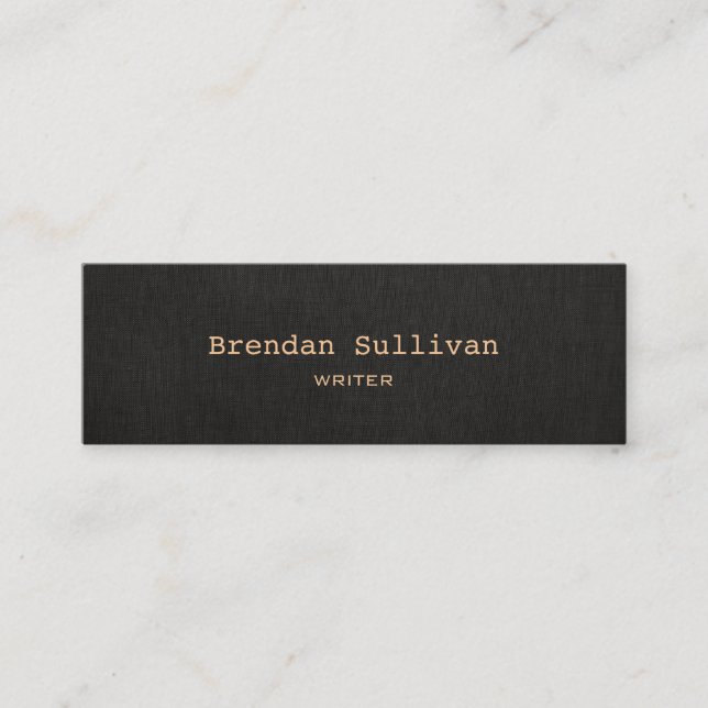 Simple Black Elegant Professional Faux Linen Mini Business Card (Front)
