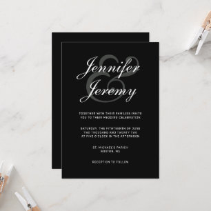 Simple Black Elegant White Grey Script All In One Invitation