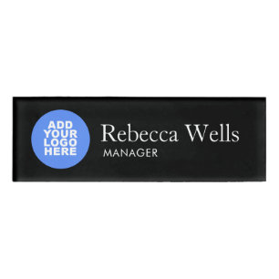 Simple Black Employee Staff Name Logo Badge