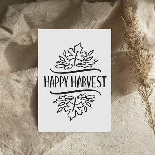 Simple Black Fall Happy Harvest Thanksgiving card