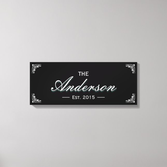 Simple Black Family Established Family Name Sign (Front)