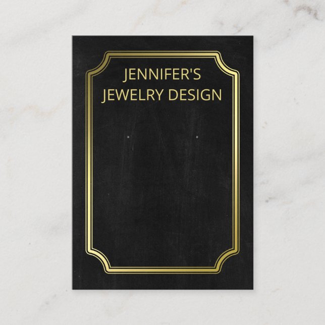 Simple Black FAUX Gold Foil Earring Display Business Card (Front)