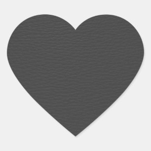 Simple Black Faux Leather Look Monogram Heart Sticker