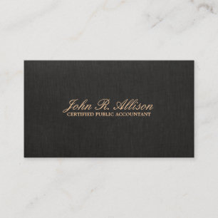 Simple Black Faux Linen Accountant Business Card