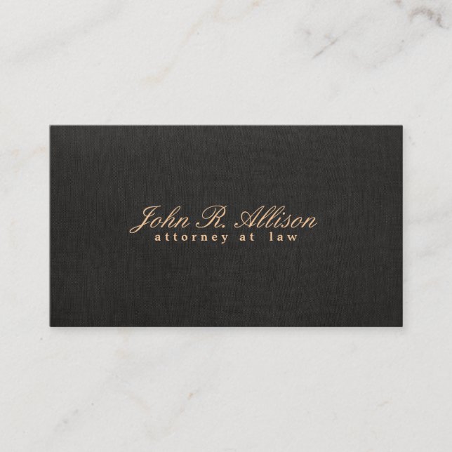 Simple Black Faux Linen Attorney Business Card (Front)