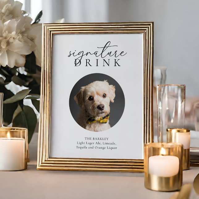 Simple Black Floral Animal Signature Drink Sign (Creator Uploaded)