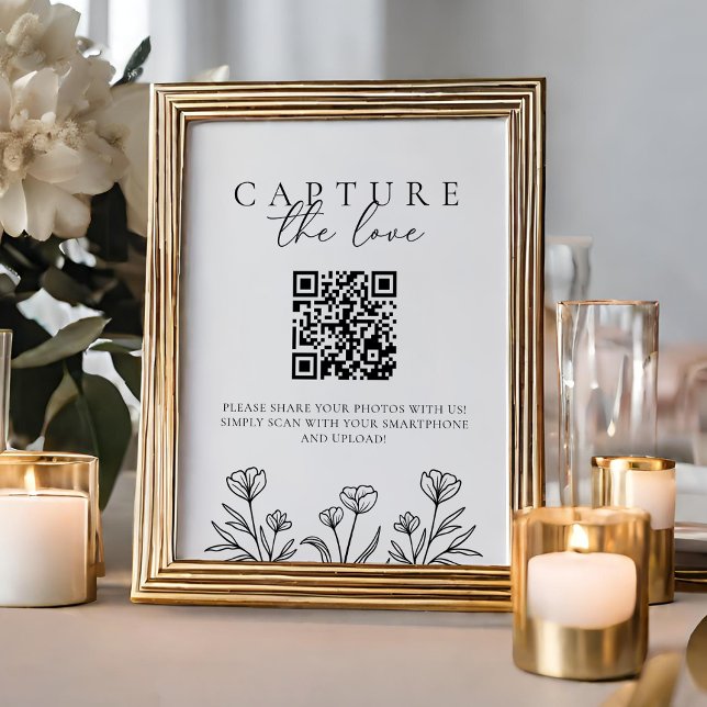 Simple Black Floral Wedding Capture The Love Sign (Creator Uploaded)